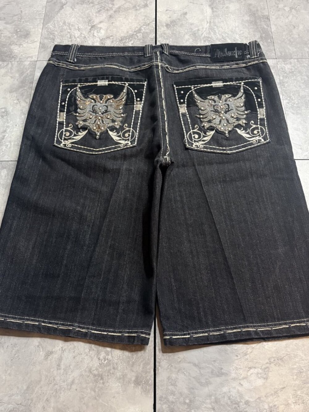Ablanche Baggy Denim Jorts 44 Black Eagle